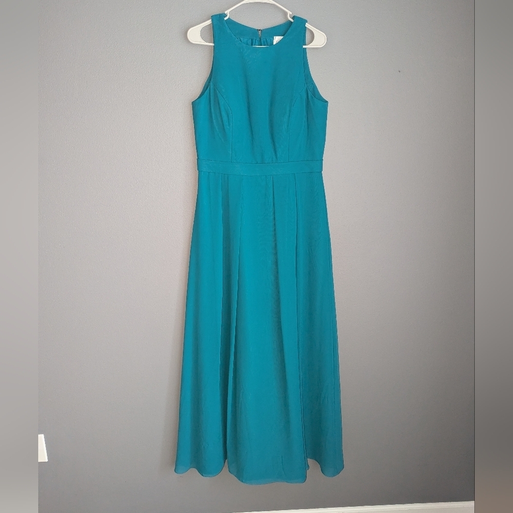 Bill Levkoff Turquoise Formal Gown Size 14. Teal Formal Wear. Floor Length Gown.